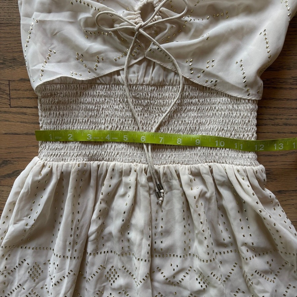 Ramy Brook Mason Dress XS Bone Studded Smocked Midi Boho A0219314 New - Picture 8 of 11